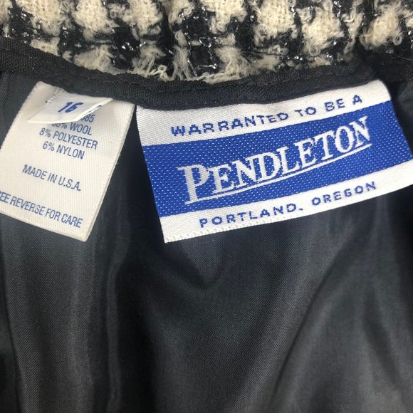 Vintage Pendleton Wool Black White Houndstooth Separates Suit Blazer Jacket Skir - Picture 12 of 15